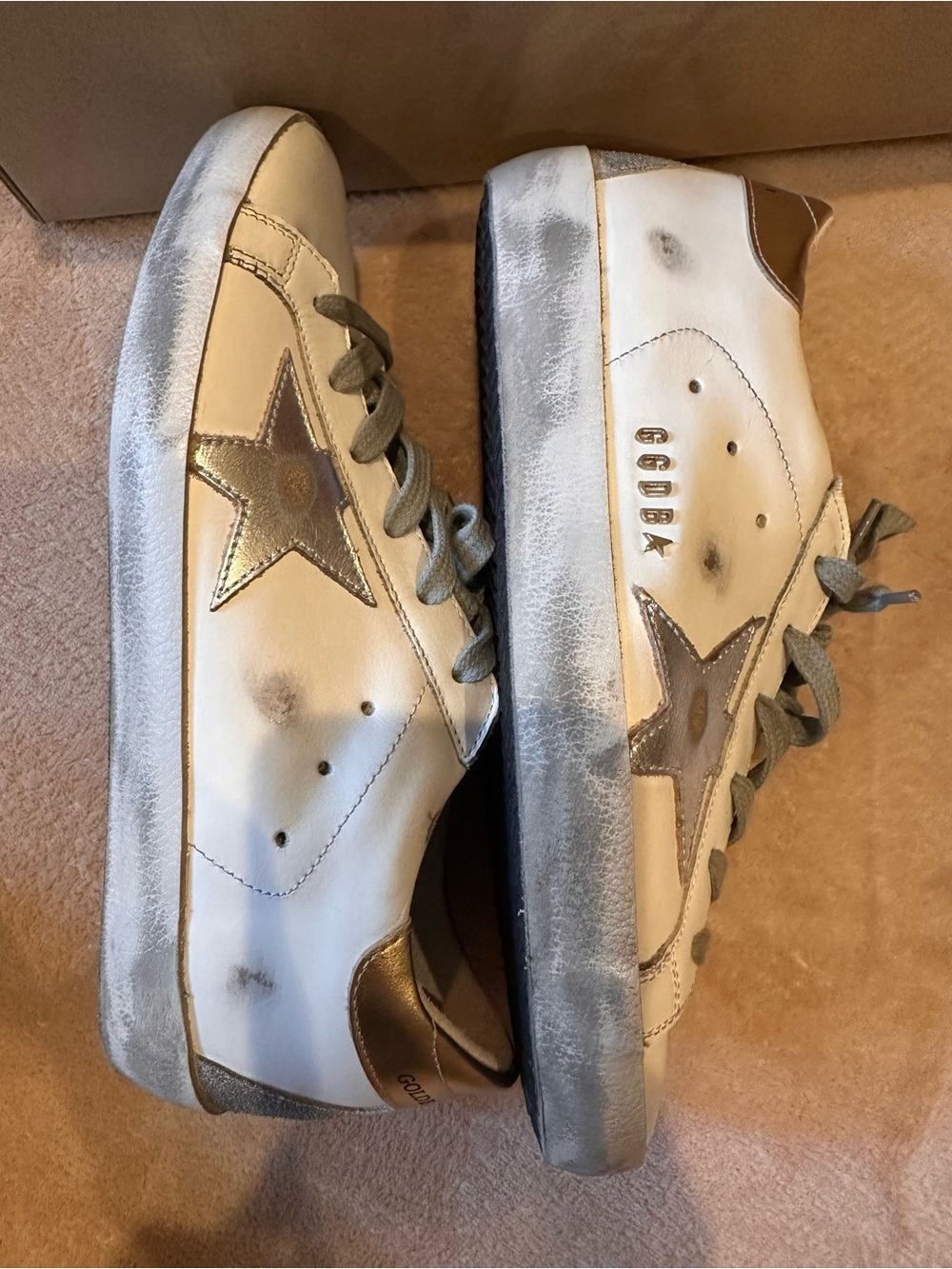 Golden Goose Super-Star Sneakers White Silver Gold Size 37 EU / US 7 NIB - Picture 5 of 15